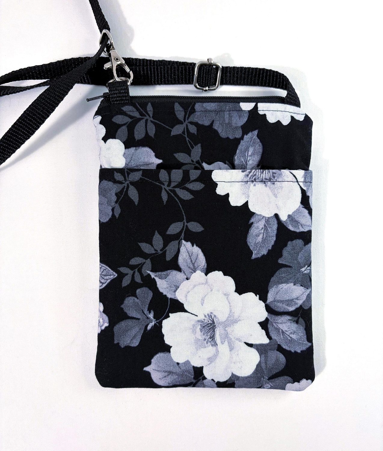 Small Crossbody Bag – Black & White Blooms, photo 3 of 7