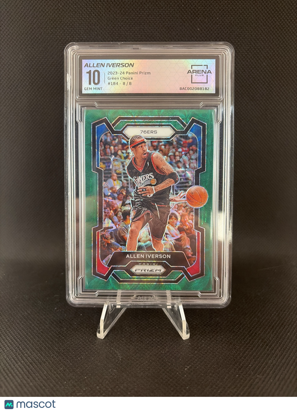 2023 Panini Prizm Allen Iverson Green Choice /8 Arena Club GEM-MNT 10