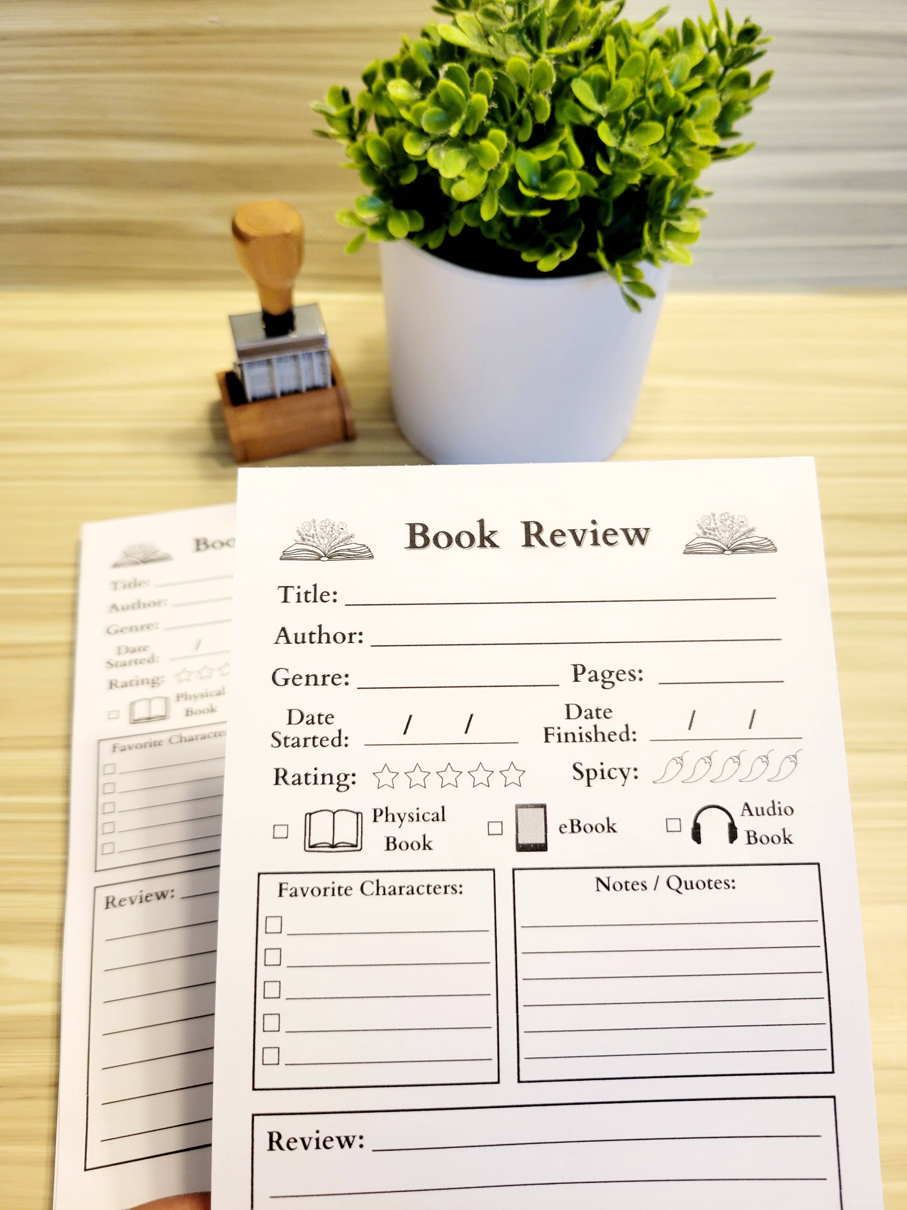 Book Review Notepad ( 25 or 50 Pages ): 50 Page Notepad