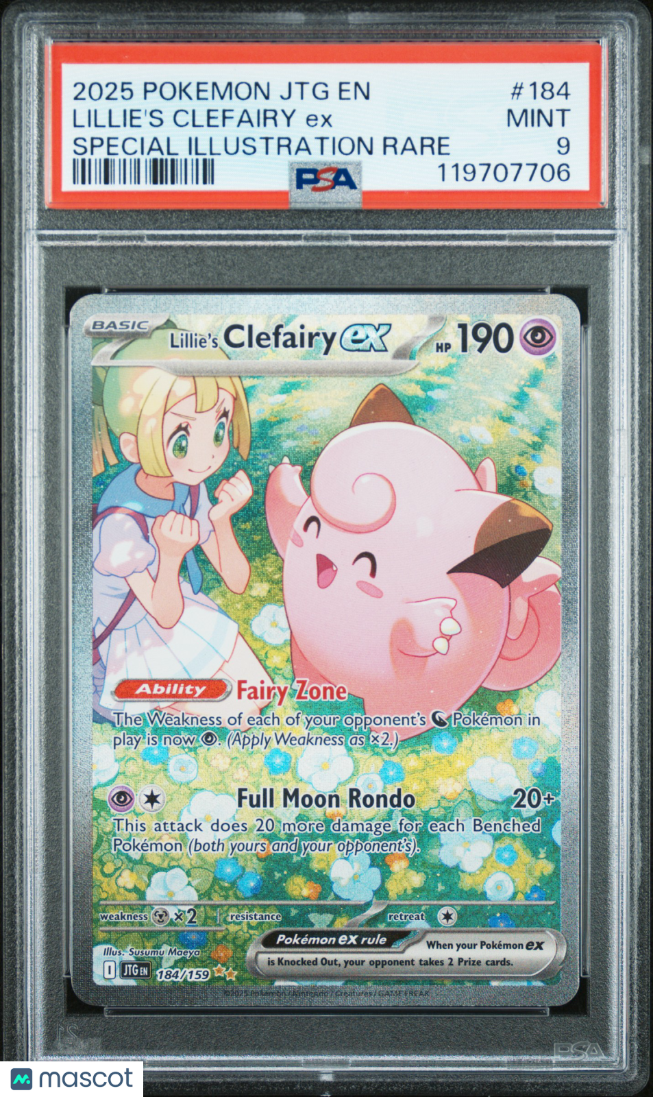 2025 Pokemon JTG EN-Journey Together Lillie's Clefairy EX SIR PSA 9 #184