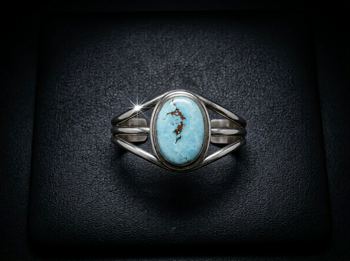 Sterling Silver Golden Hills Turquoise Bracelet - Size 7 #012