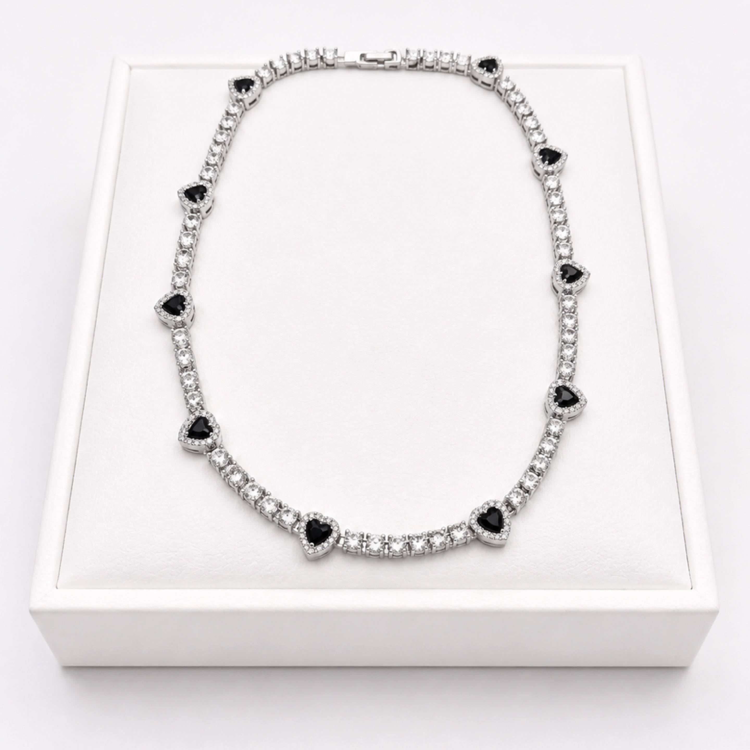 White Gold Heart Tennis  18” / 5mm