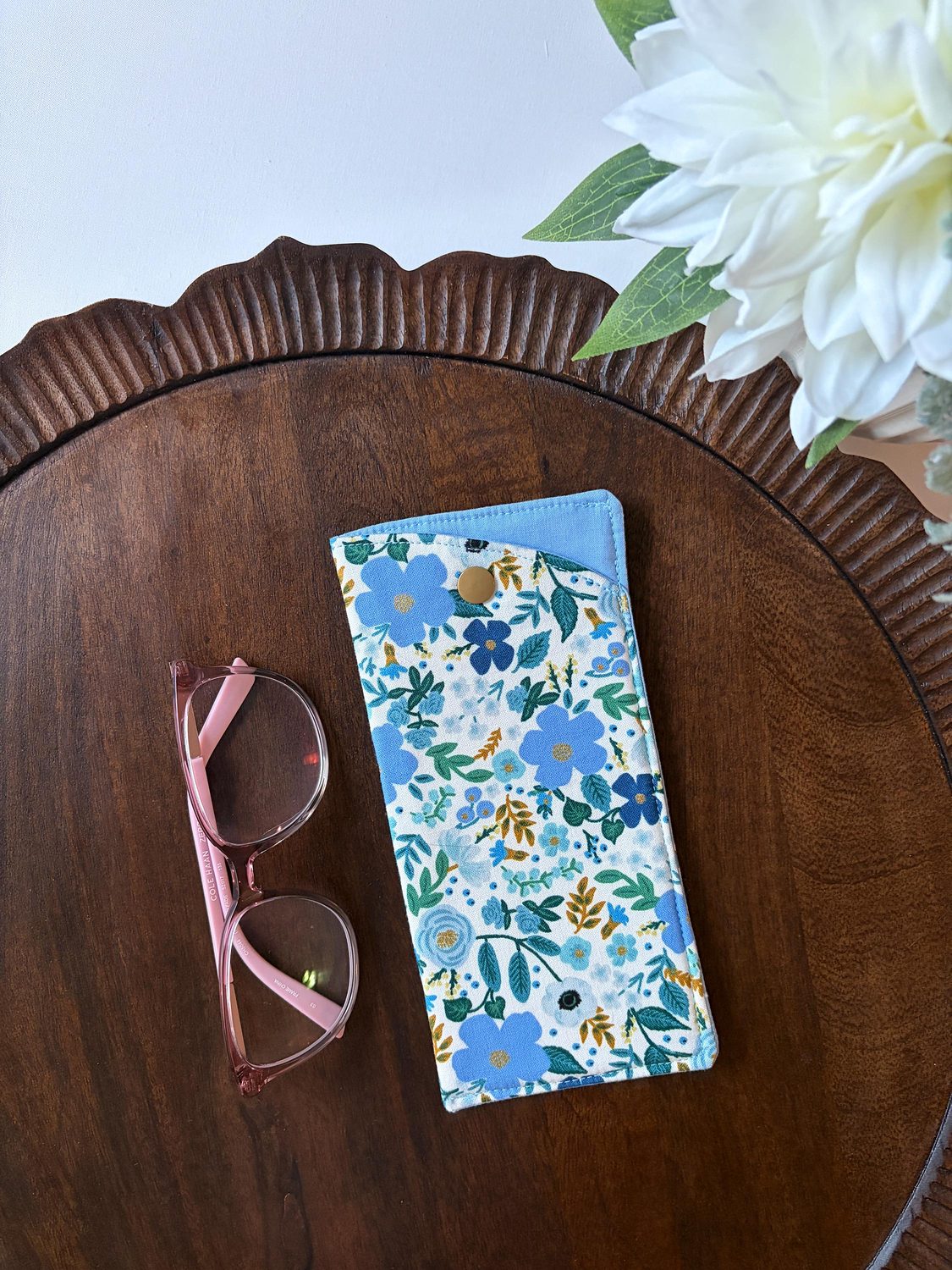 Glasses Case – Garden Party Blue – handmade glasses case