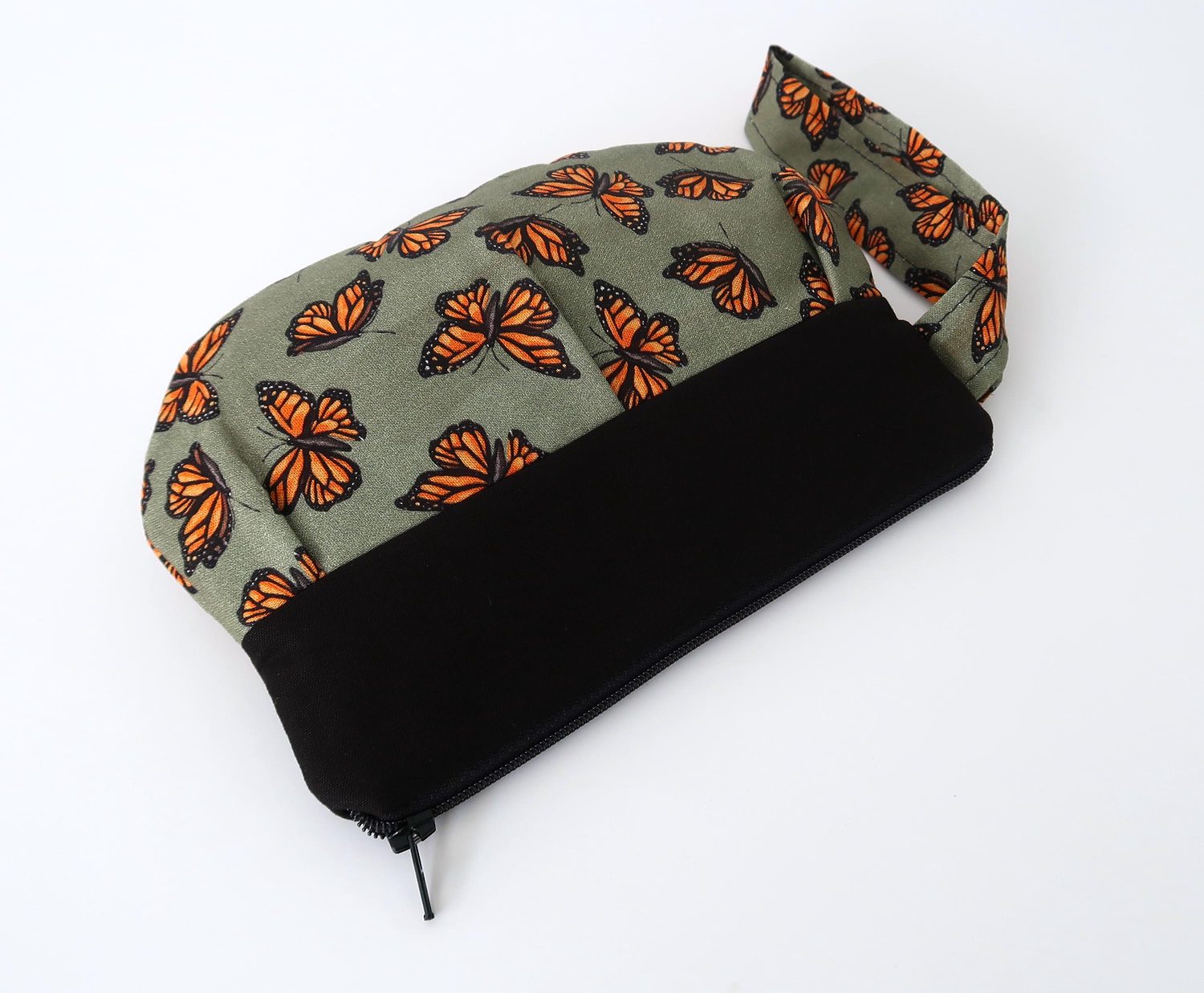 Pleated Wristlet – Monarchs on Sage, photo 8 of 8