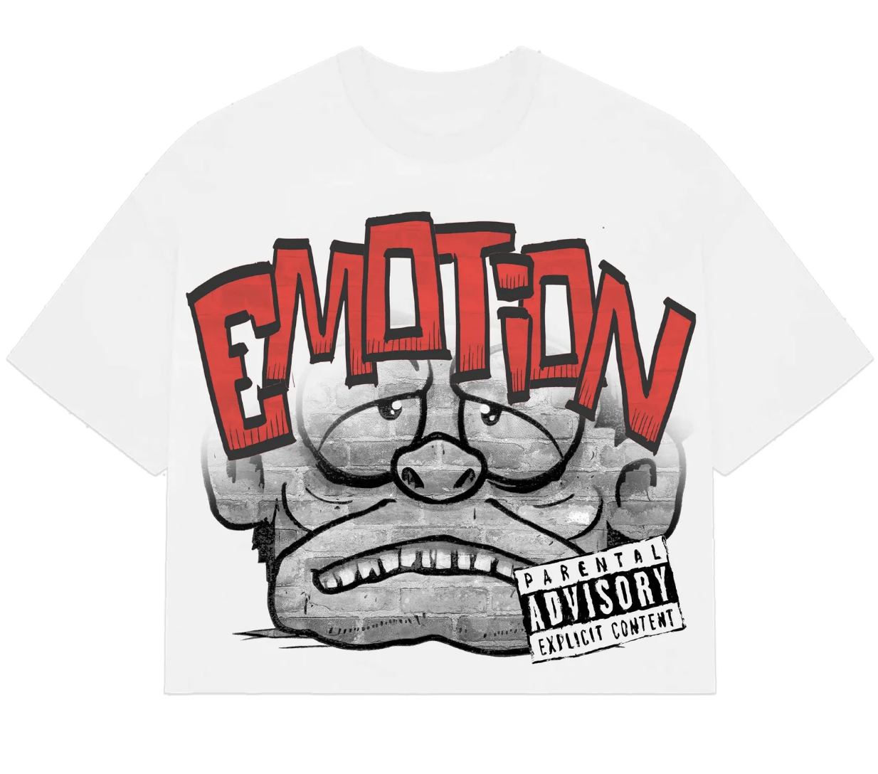 MIXED EMOTION White “Monster” Cropped Tee