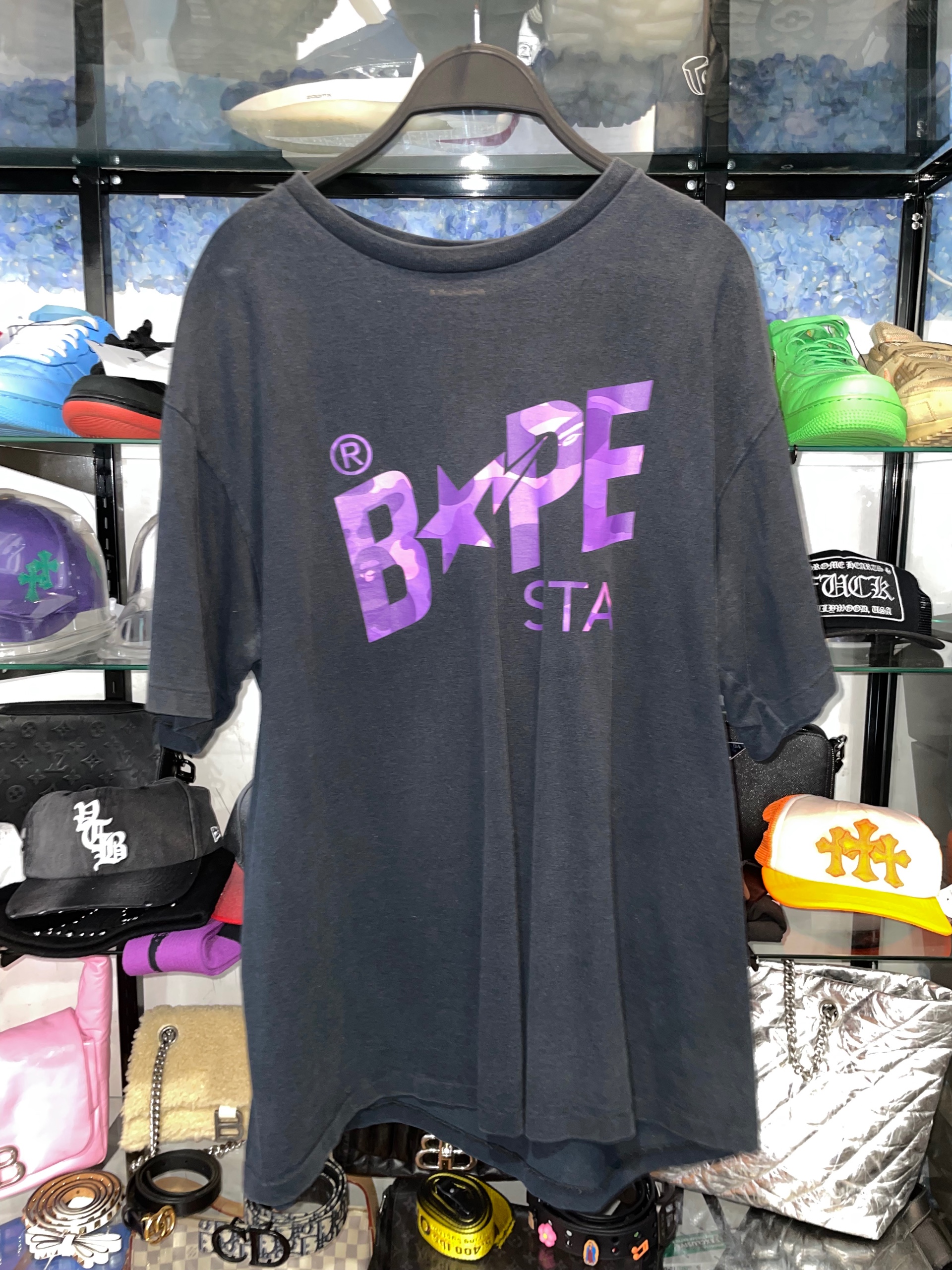 BAPE Color Camo Bape Sta Logo Tee Black Purple 2XL