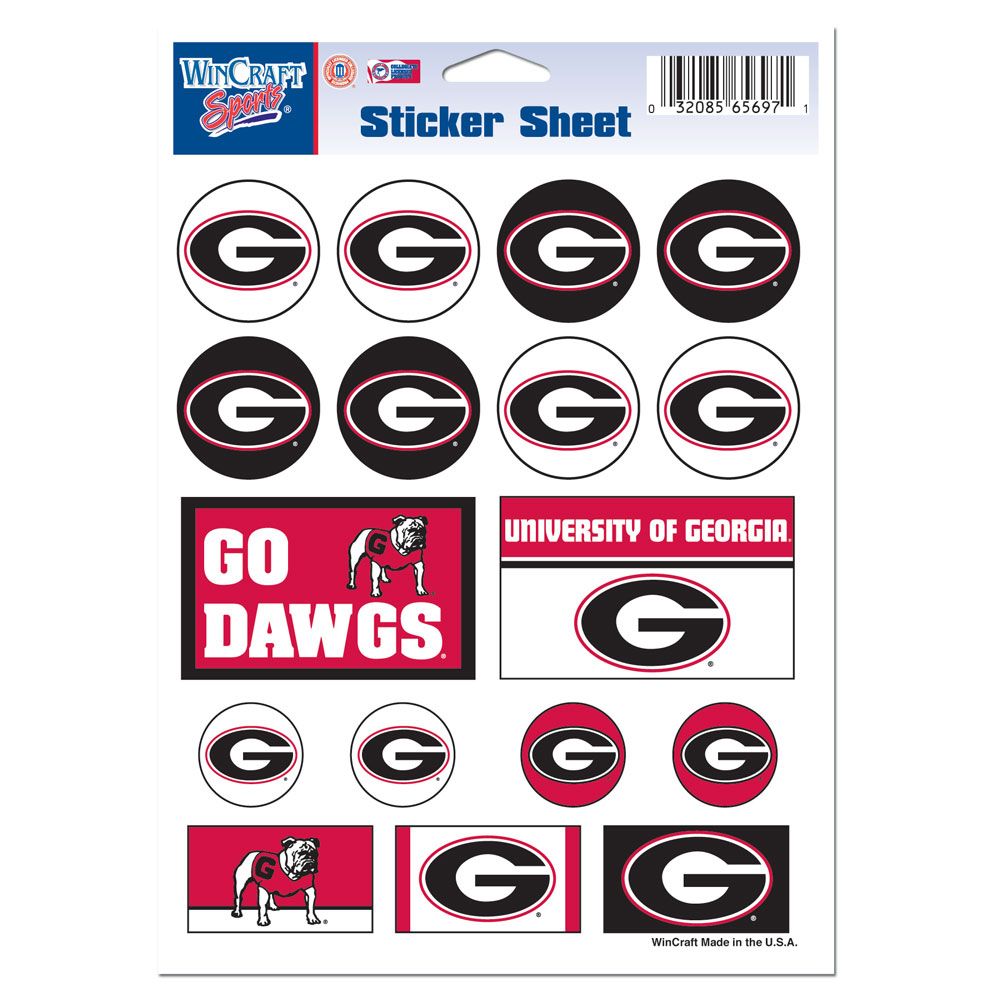Georgia Bulldogs Vinyl Decal Sheet 5x7"