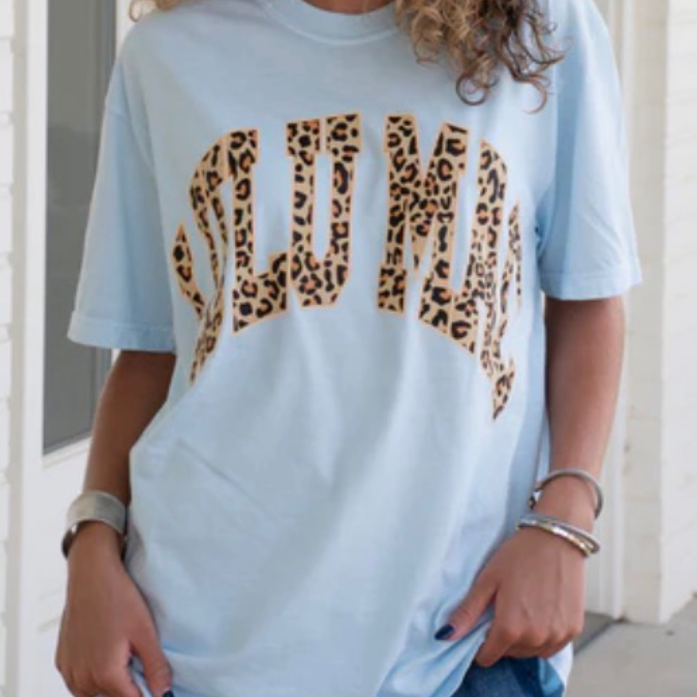 LuluMac t shirt leopard/blue — Bama Tan boutique, Tuscaloosa AL