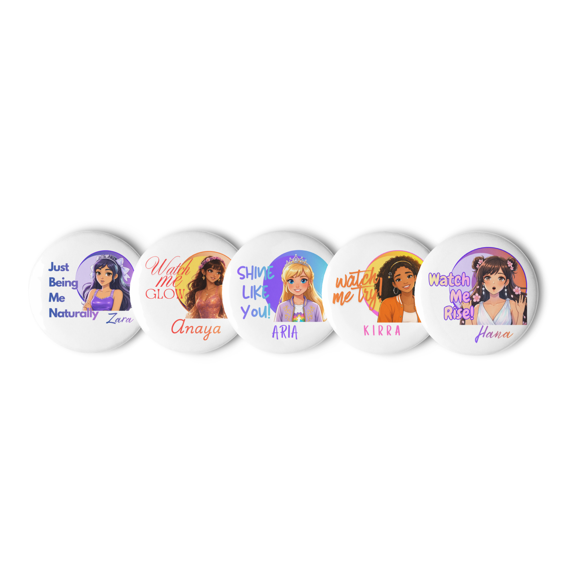 Set of pin buttons
