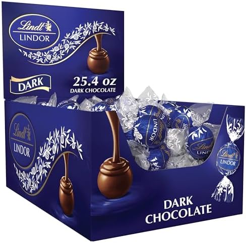 Lindor 60 Ct 25.4 Oz Dark Chocolate Truffles Blue Box