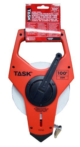 Task Tools 100-feet Open Reel Fiberglass Tape Measure With 3x Gear Drive