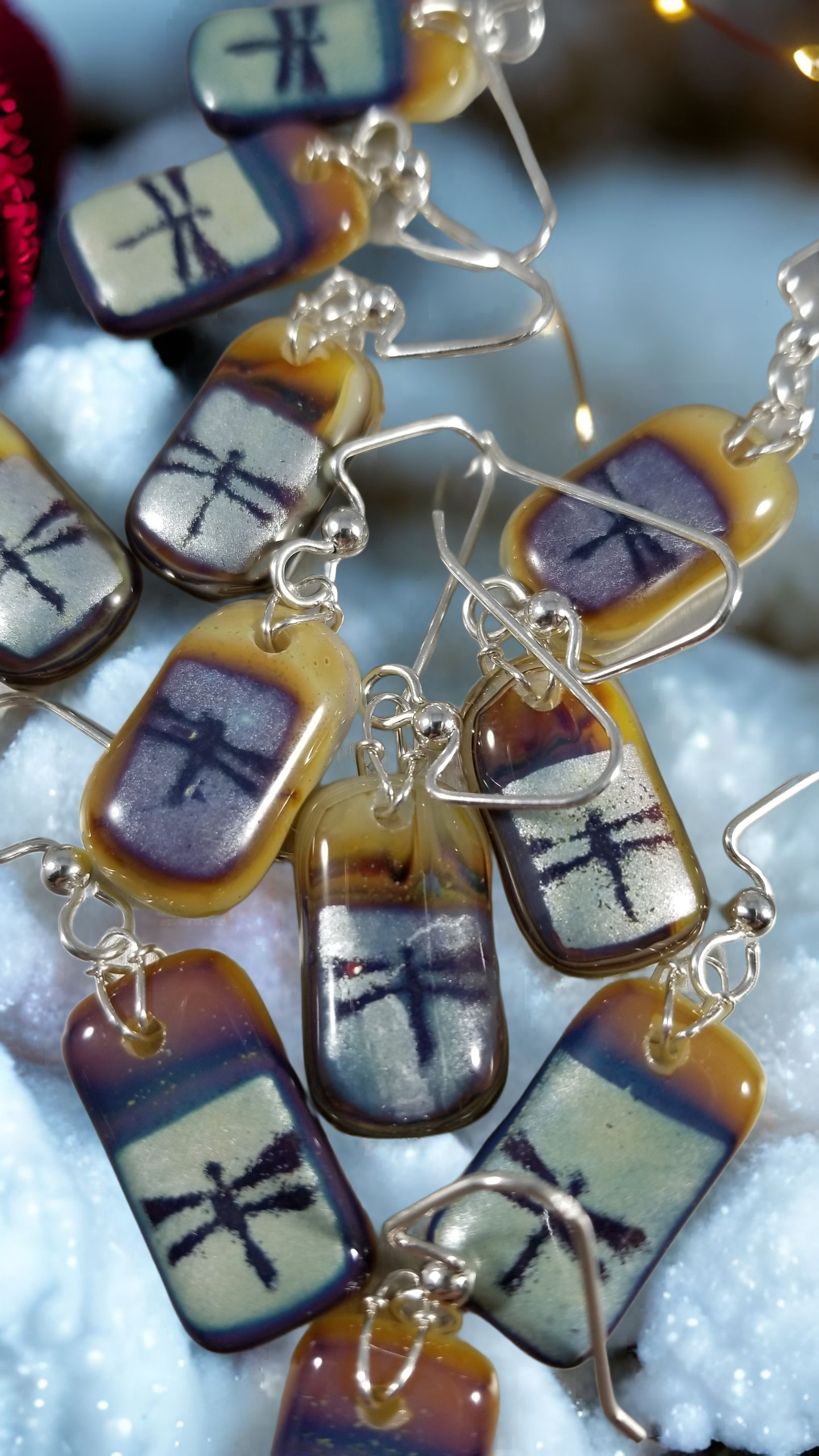 Dragonfly Kiln Fired Earrings by Moss Creek Art