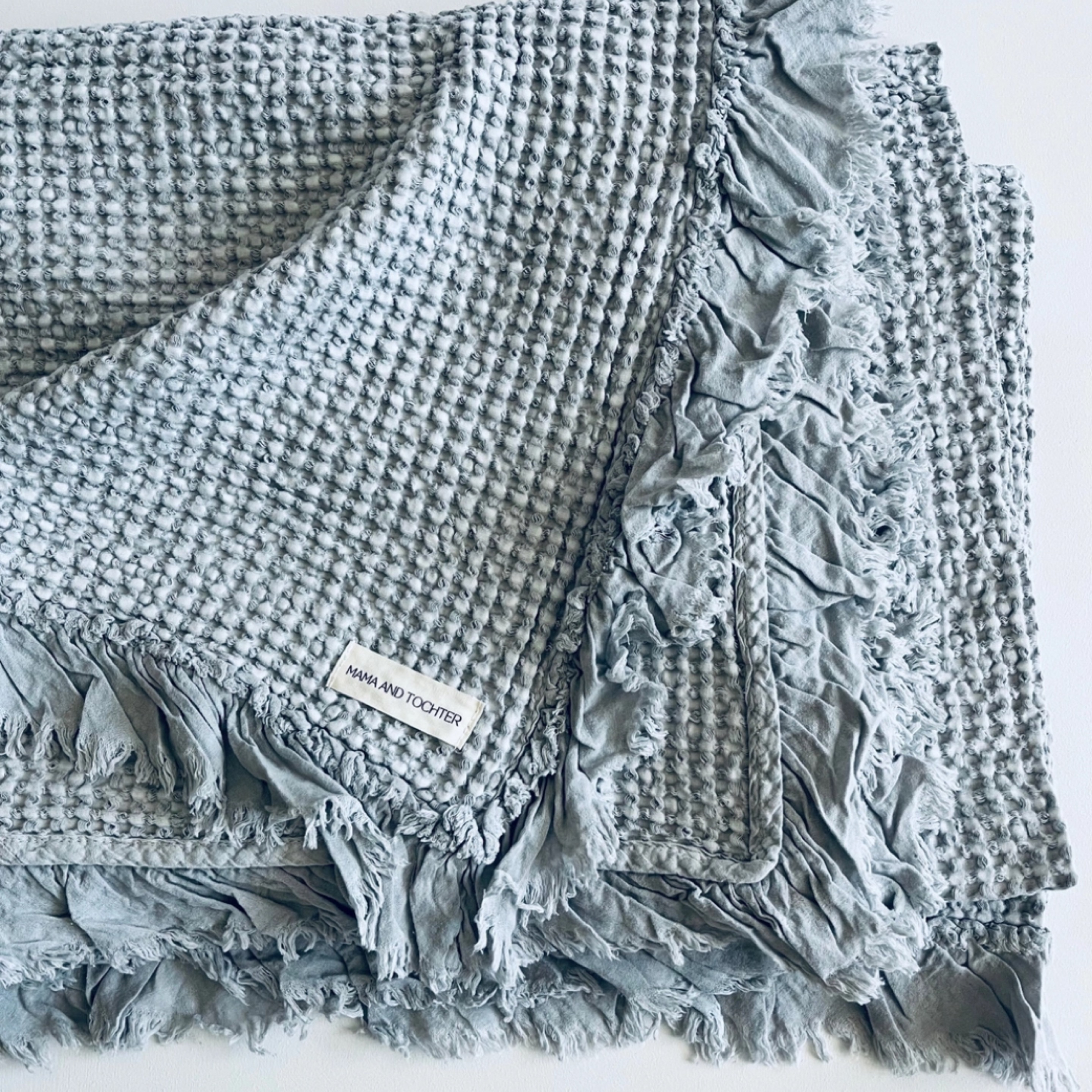 Organic Cotton Rustic Waffle Throw Blanket - Grey