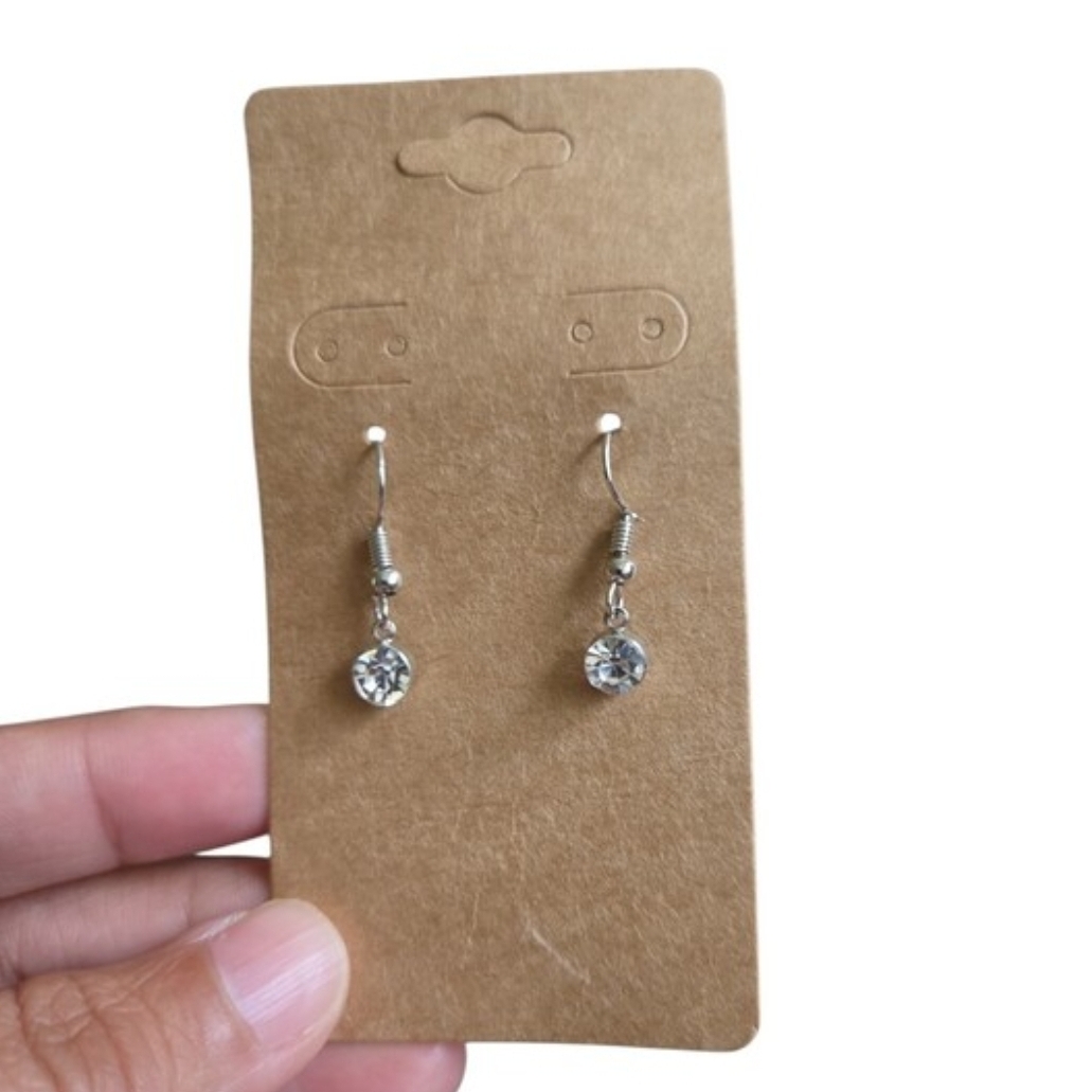 Silver Toned Crystal Drop Earrings 1"