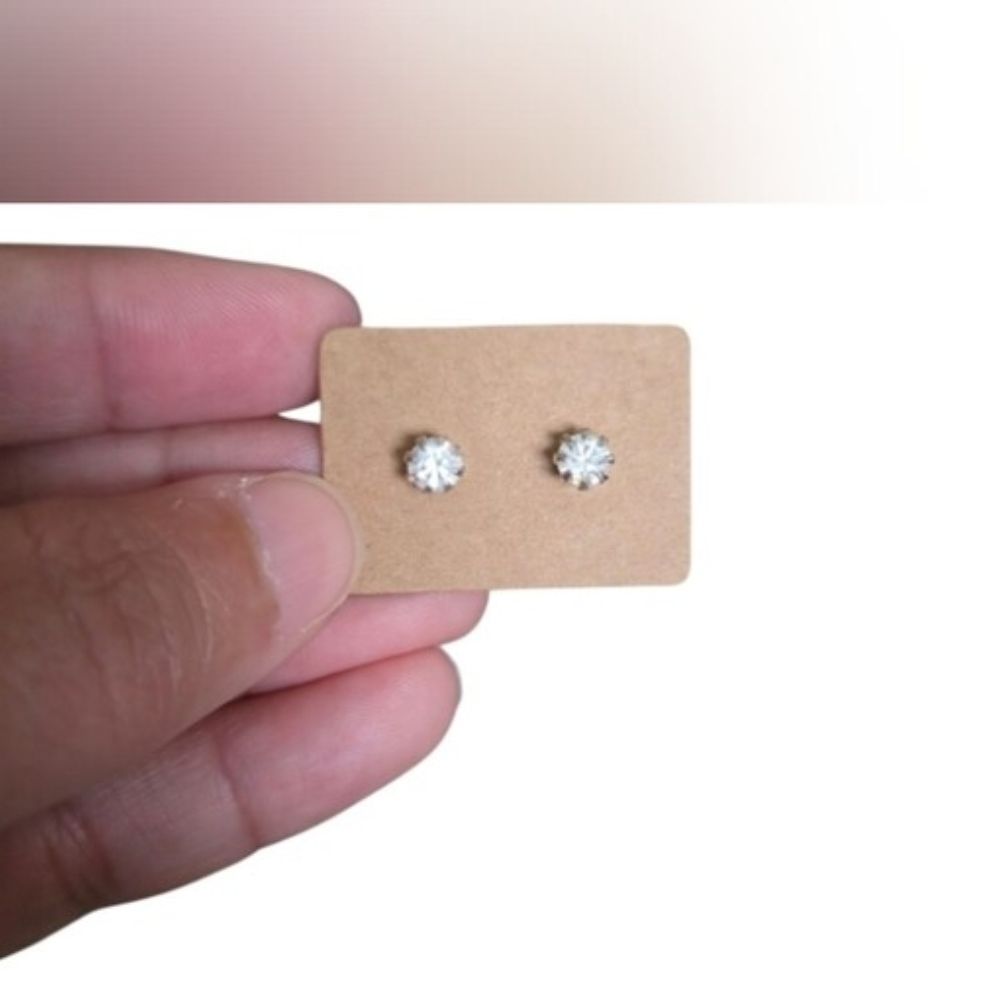 Vintage Silver TonedClassic Clear Crystal Stud Earrings