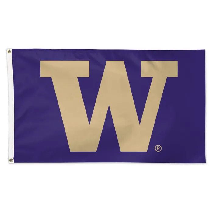 Washington Huskies Deluxe Purple Primary Logo Flag 3x5'