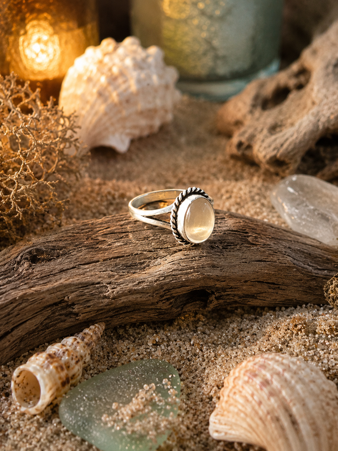 Peach Moonstone Ring – Size 9