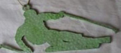 Green Metal Snowboader Hammer Ornament