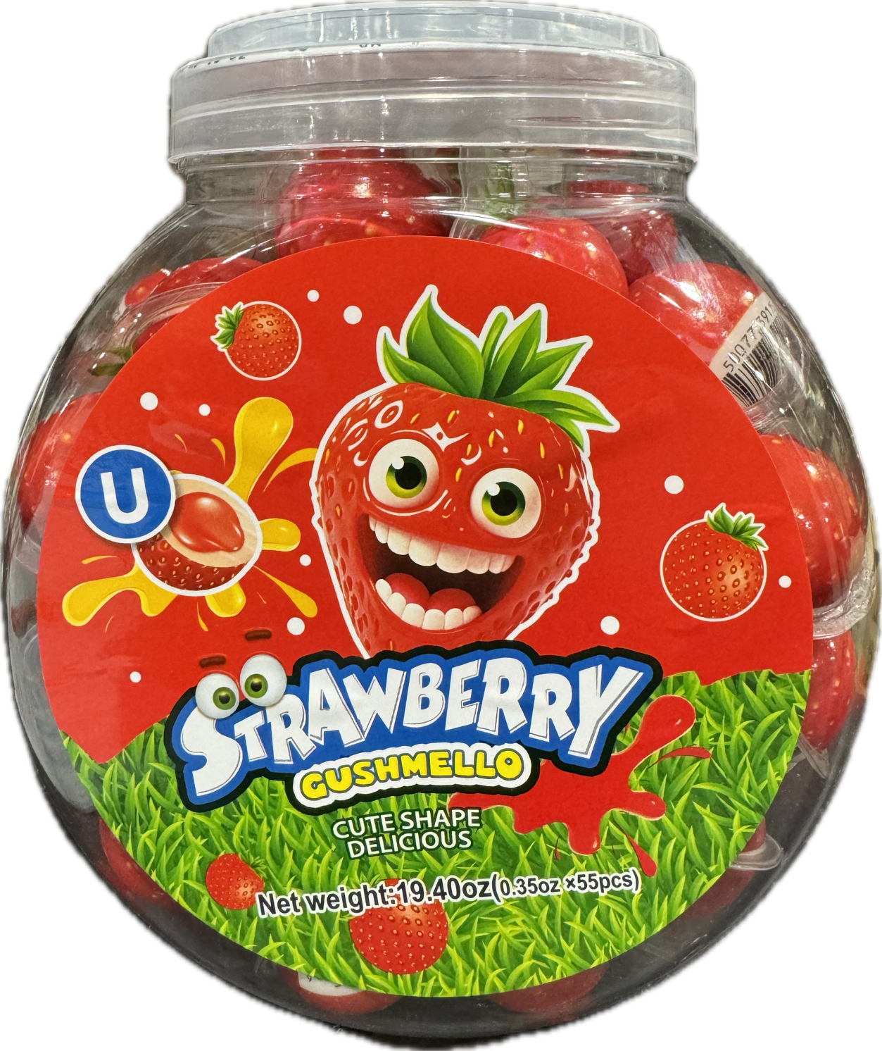 Gushmello Liquid Filled Gummy Strawberry Candy Jar 55 ct