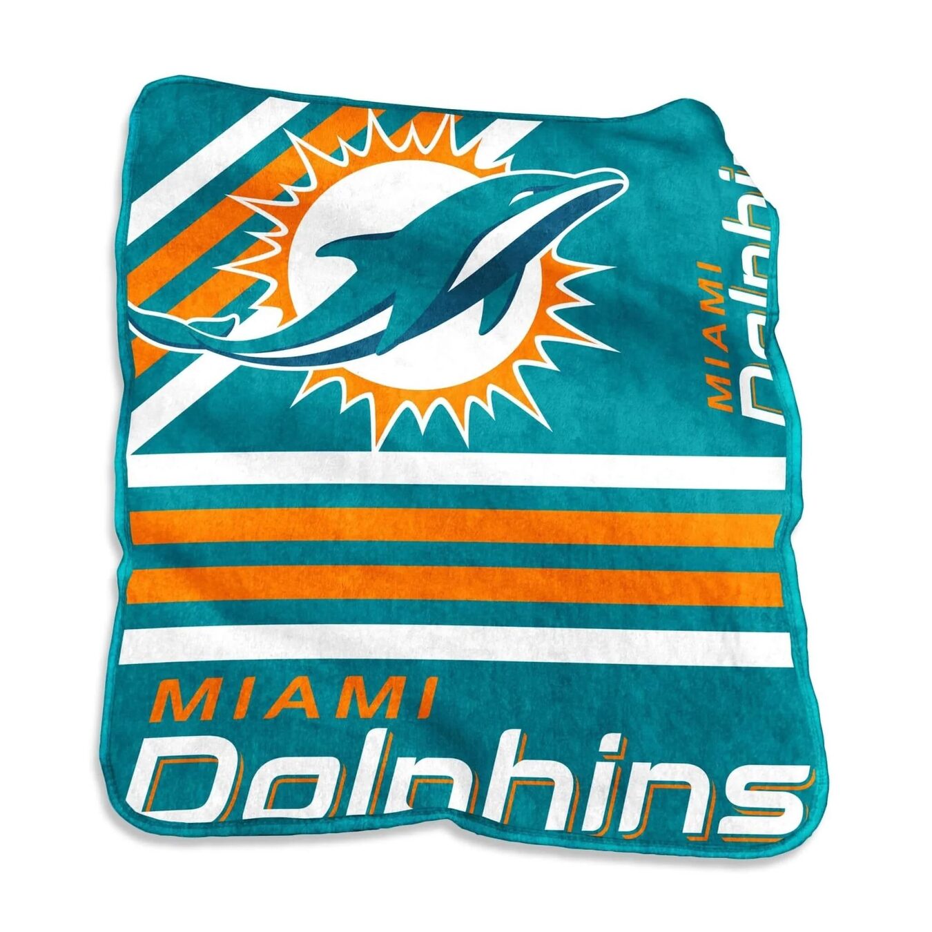 Miami Dolphins Team Stripe Raschel Throw Blanket 50x60"