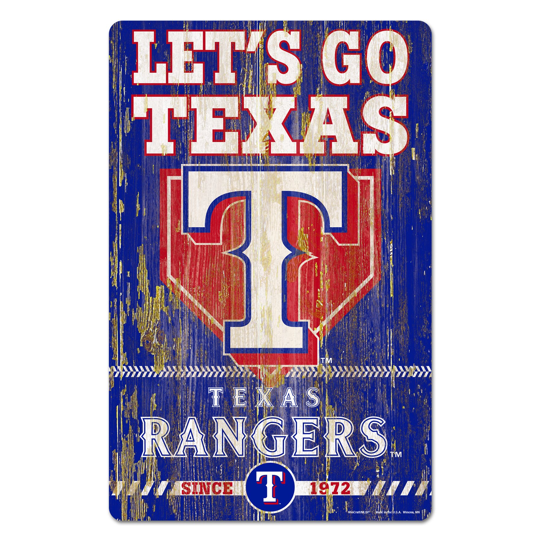 Texas Rangers Wood Slogan Sign 11x17"