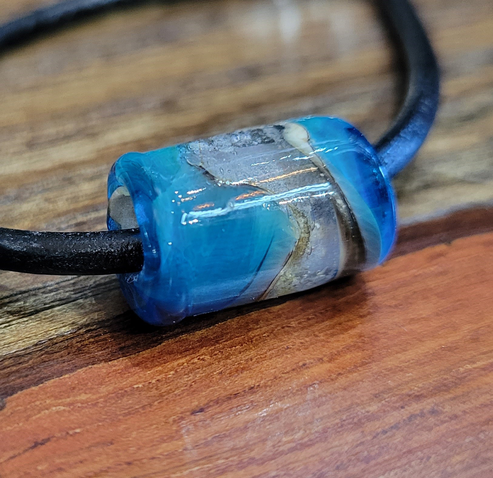 Cremation Long Bead Necklace with Sterling or Leather by Moss Creek Art