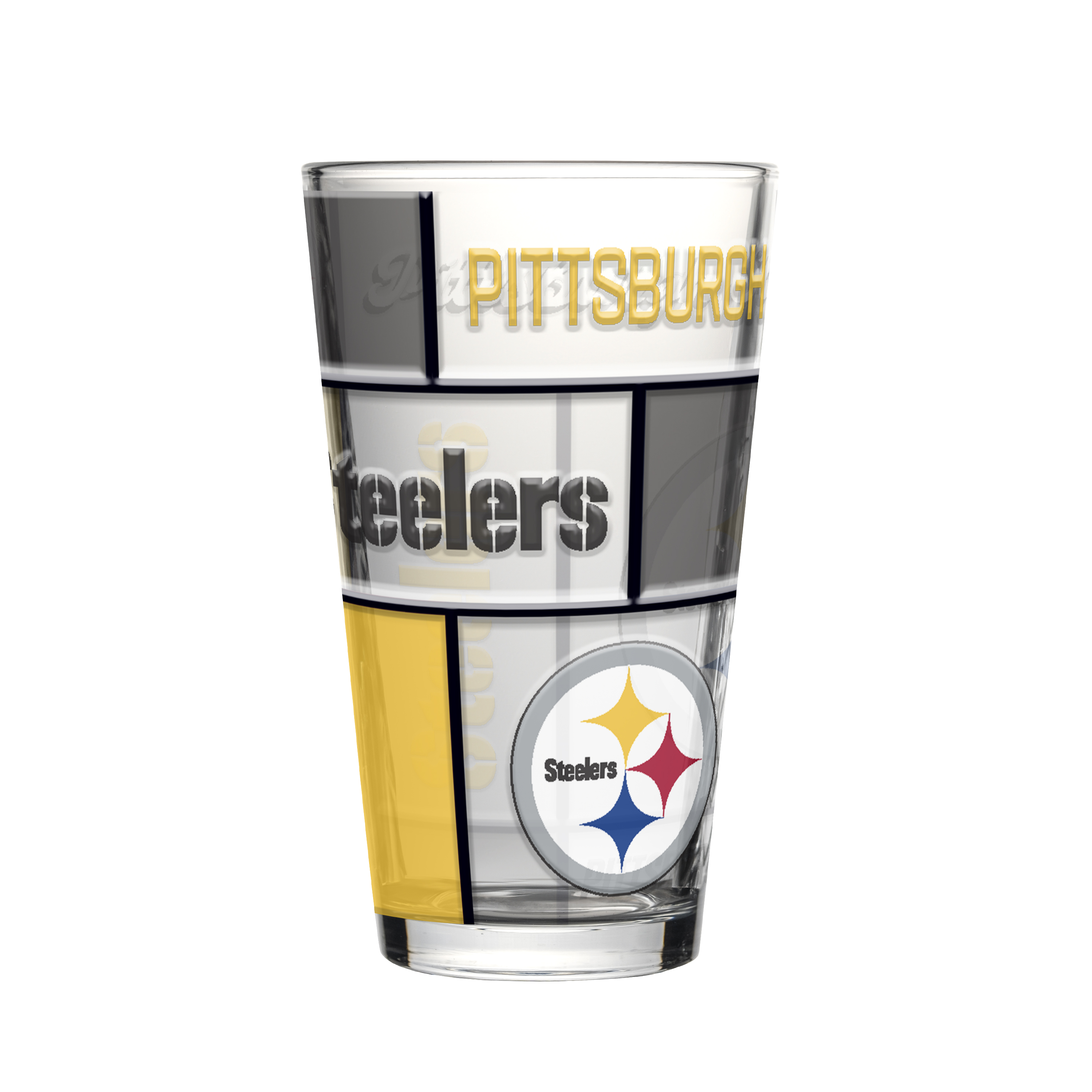 Pittsburgh Steelers Boxed Quilted Stained Pint Glass 16oz
