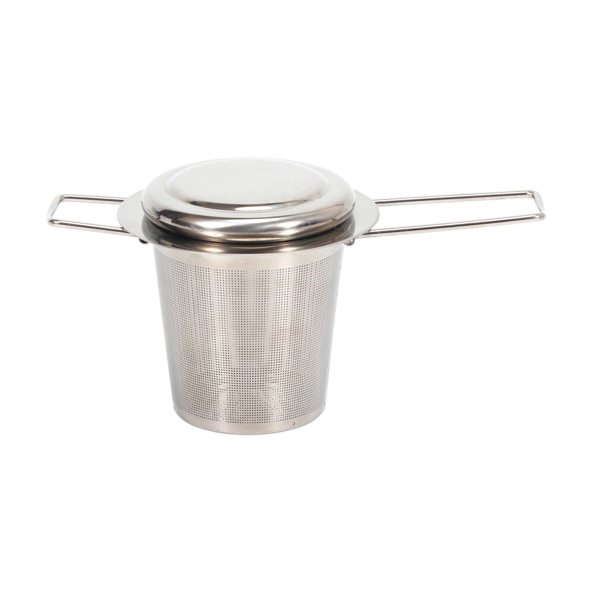Stainless Steel Barrel Style Tea Strainer Infuser with Collapsible Handle 2.5"D x 2.75"H