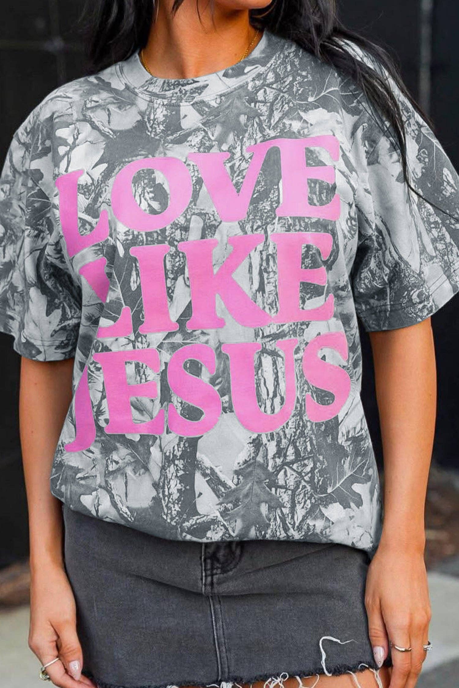 Graphic Tee Casual Oversized Jesus Letter Print — Bama Tan boutique, Tuscaloosa AL