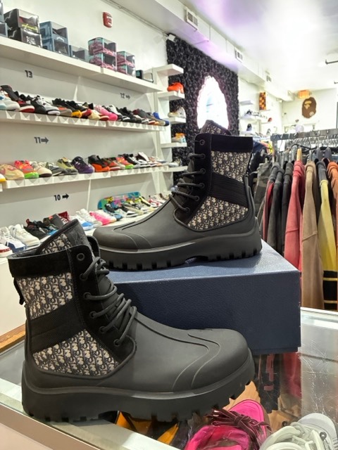Dior Garden Lace Up Ankle Boots Black Rubber size 43 (used)
