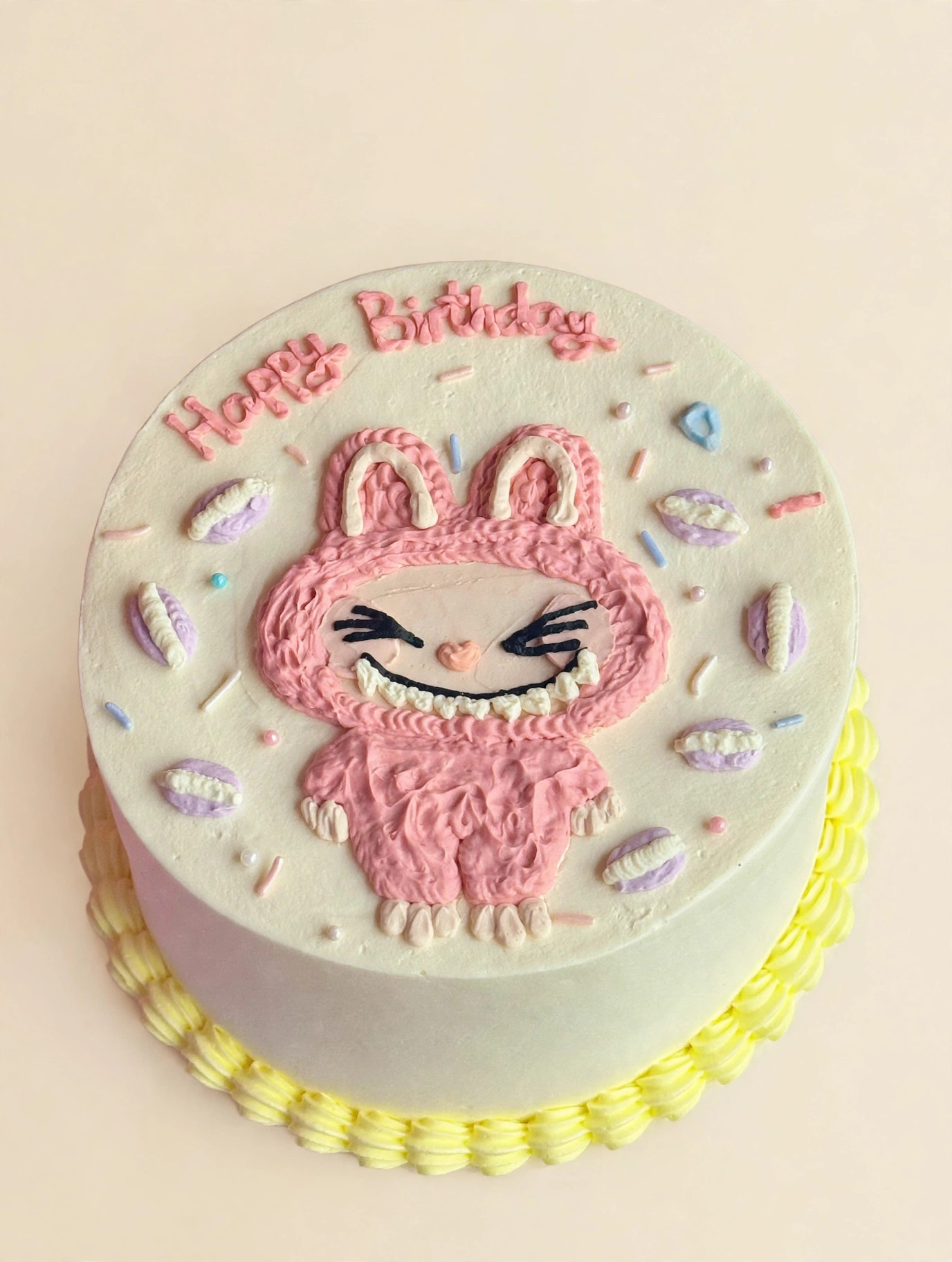 Pink Labubu Grin Cake — HoneyMe Bakery, Bellevue