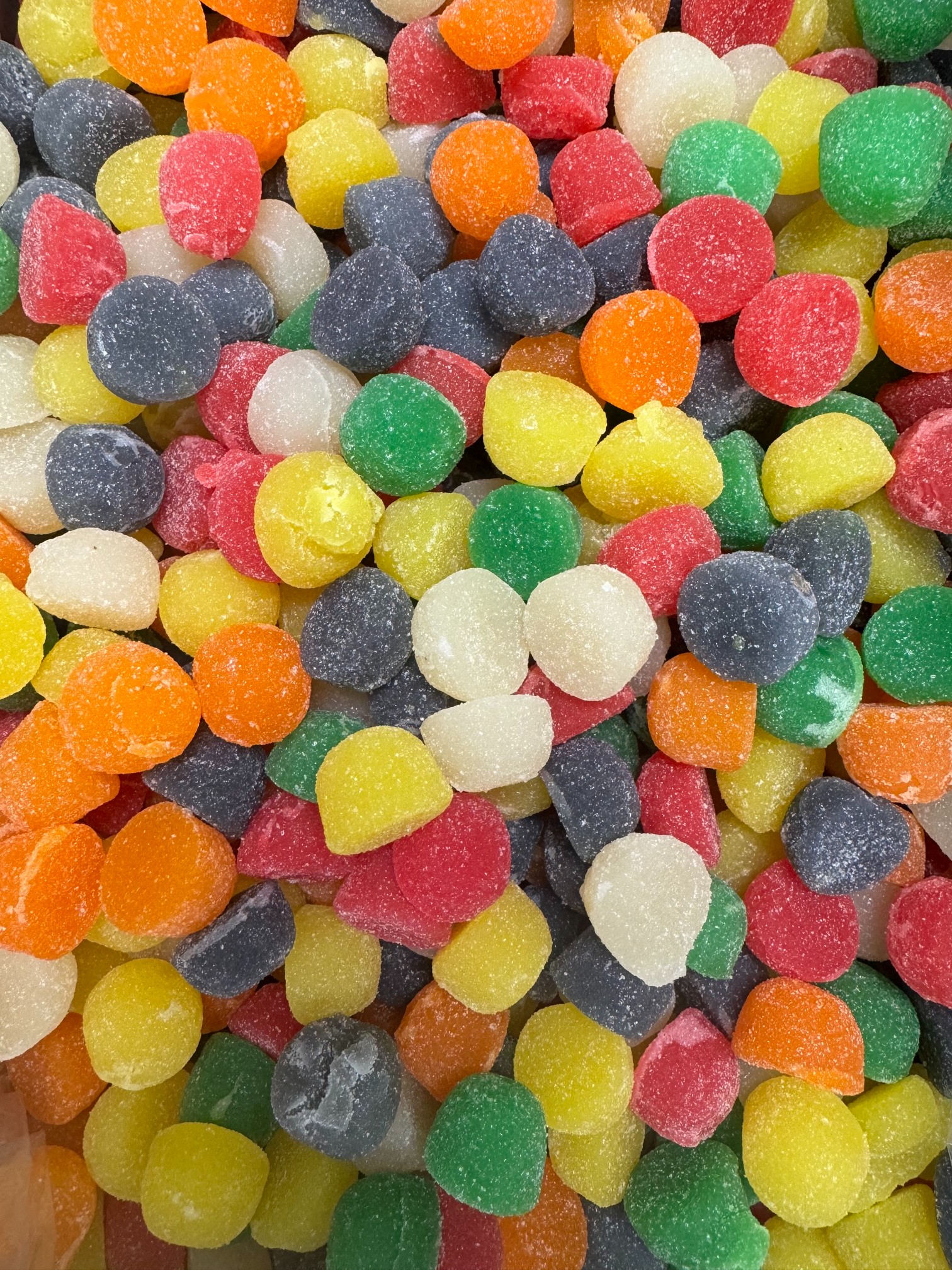 Giant Sugared Assorted Jelly Drops Soft Chewy 1" 5 lb