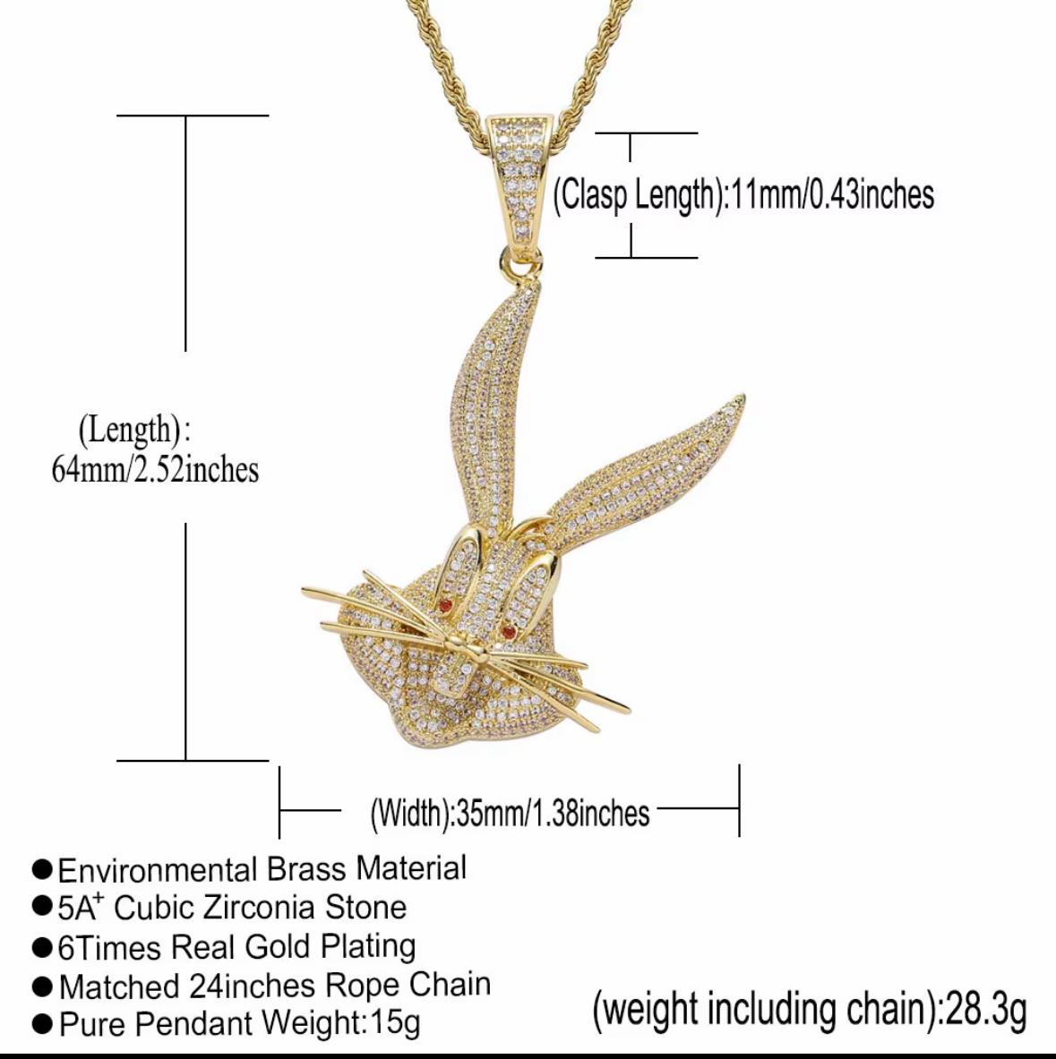 Copper 18K Gold-Plated Rabbit Pendant Necklace, image 3