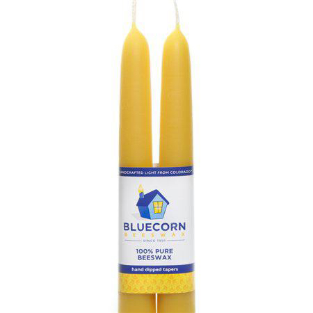 Bluecorn Beeswax Pure Beeswax Tapers - 7/8 x 8 - Raw