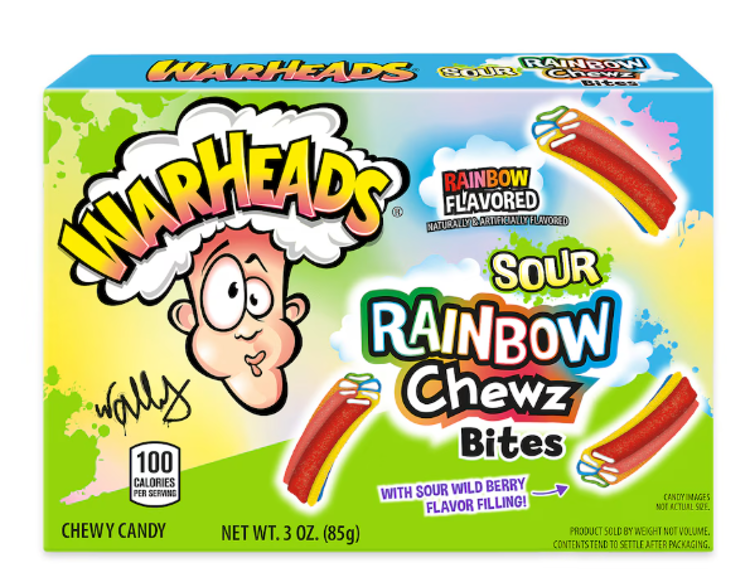 Warheads Rainbow Chewz Bites Theater Box 3oz 12ct