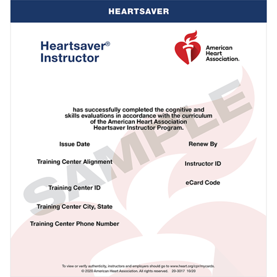 American Heart Association Heartsaver Instructor Certification eCard
