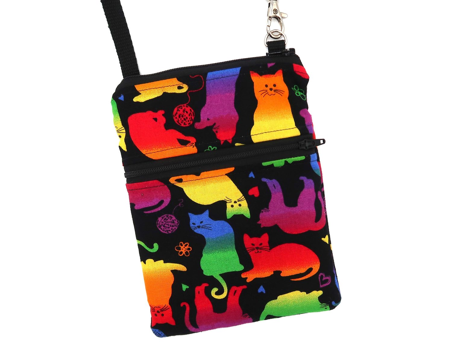 Small Crossbody Bag – Rainbow Cats – handmade crossbody bag