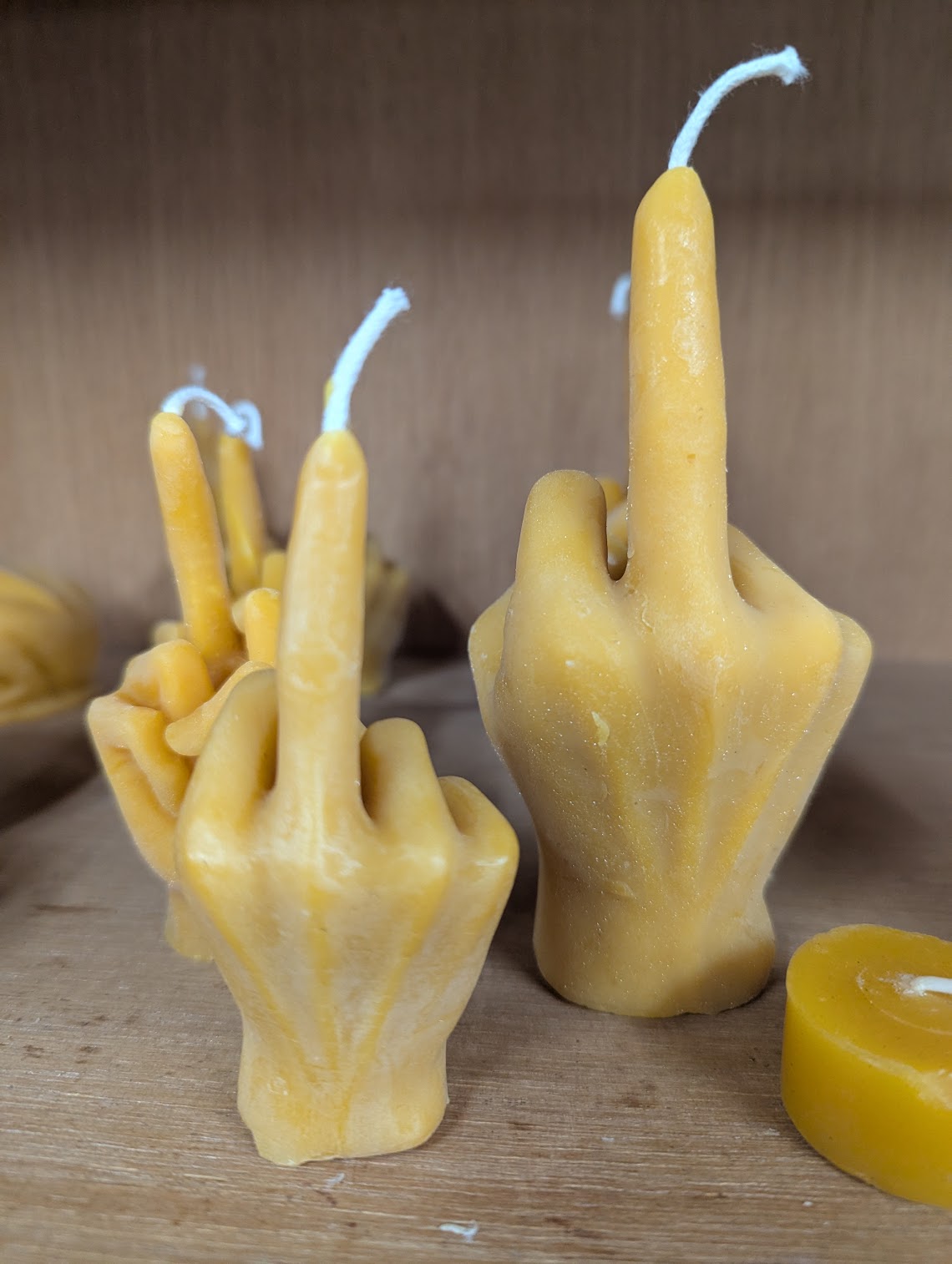 Anarchy Apiaries  |  Honey, Candles, Products - Large Middle Finger Candles 5oz (photo small & large)