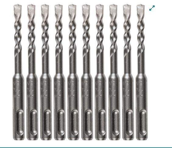 1/4" x 4" SDS‑PLUS Bit, 2‑Cutter, 10/pk