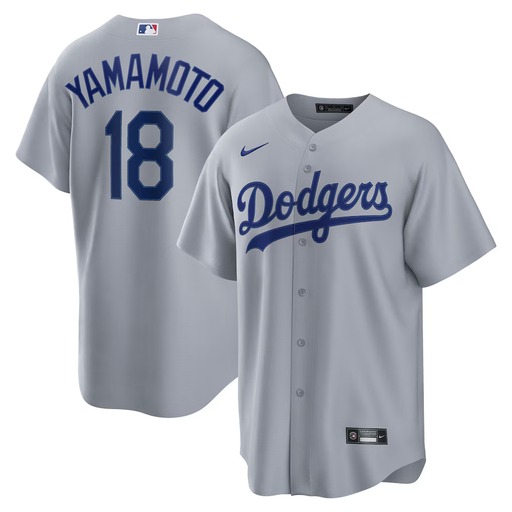 Los Angeles Dodgers Yoshinobu Yamamoto #18 Nike Road Jersey