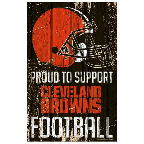 Cleveland Browns Proud to Support Wooden Sign 11x17"