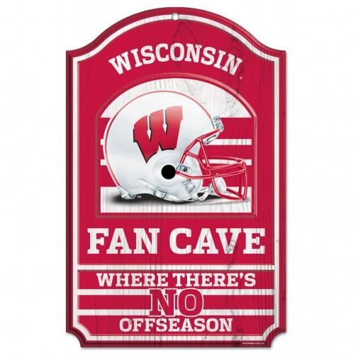 Wisconsin Badgers Wood Fan Cave Sign 11x17"