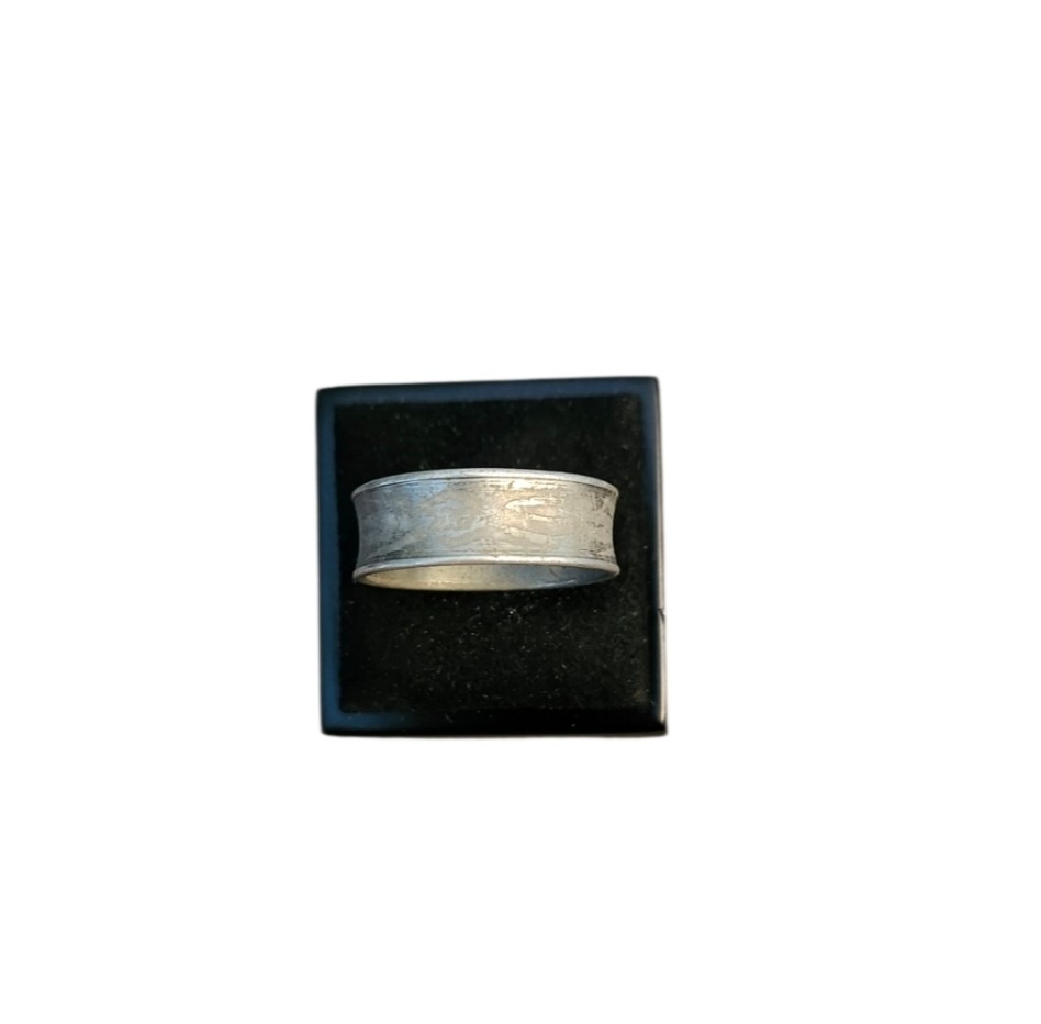 Size 11 Silver Toned Textured Wide Band Ring