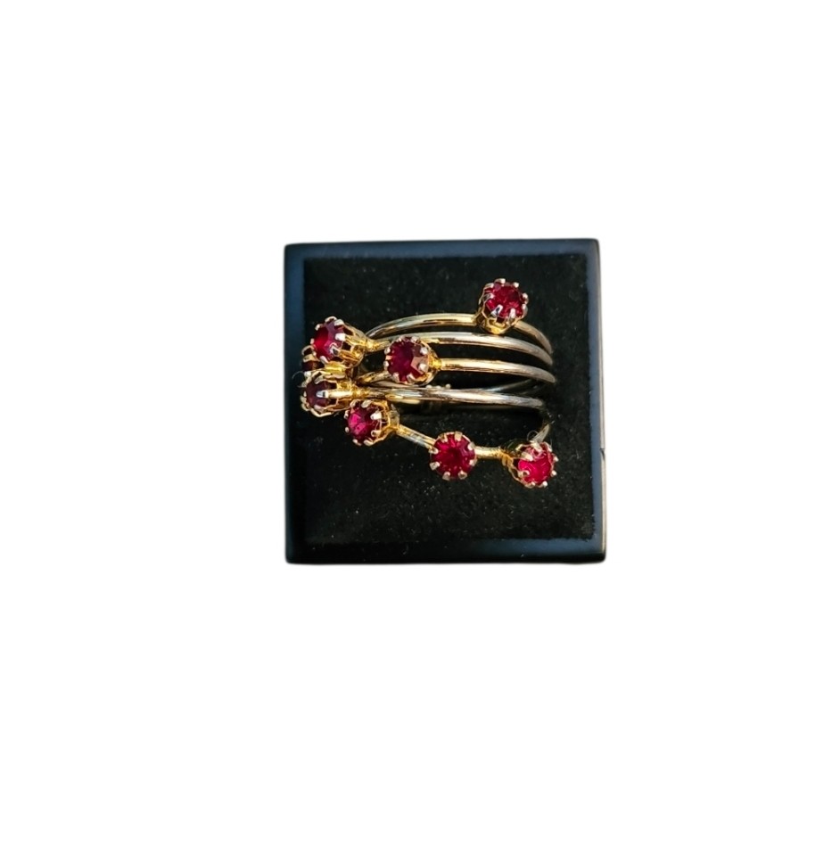 Size 5 Gold Toned Red Gem Stone Ring