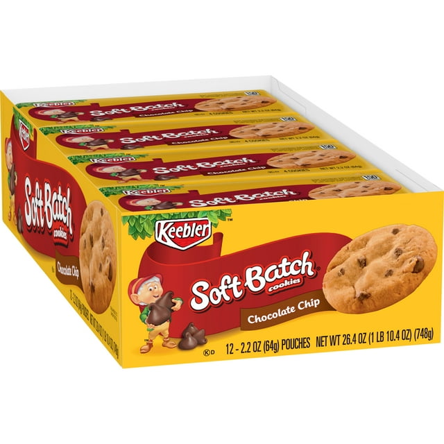 Keebler Original Soft Batch Cookies 12 Count 2.2 Ounce Bags Tray