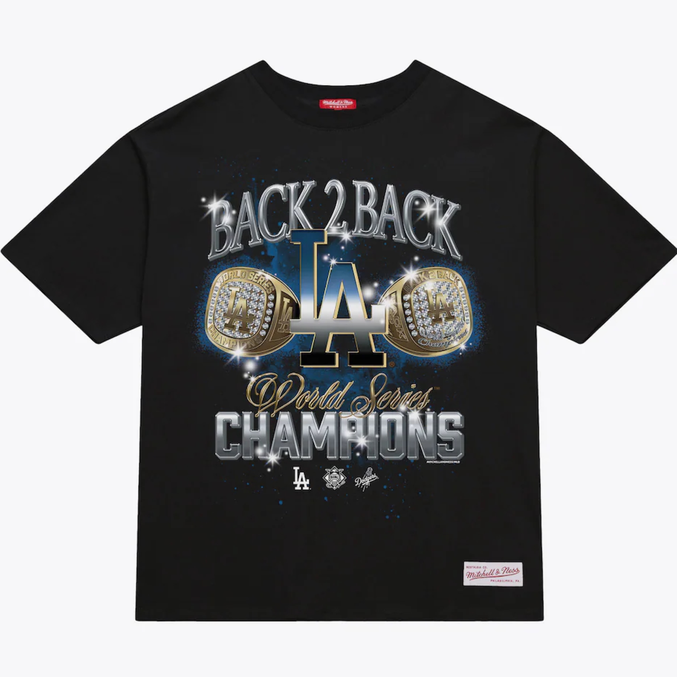 Los Angeles Dodgers 2024-25 Mitchell and Ness Back to Back World Champions Shirt