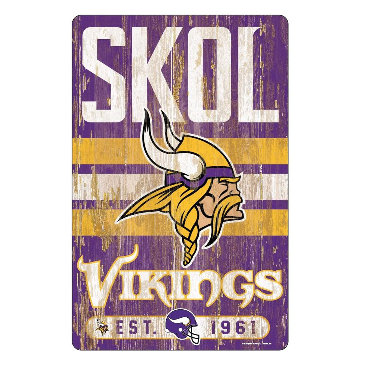 Minnesota Vikings Wood Slogan Sign 11x17"