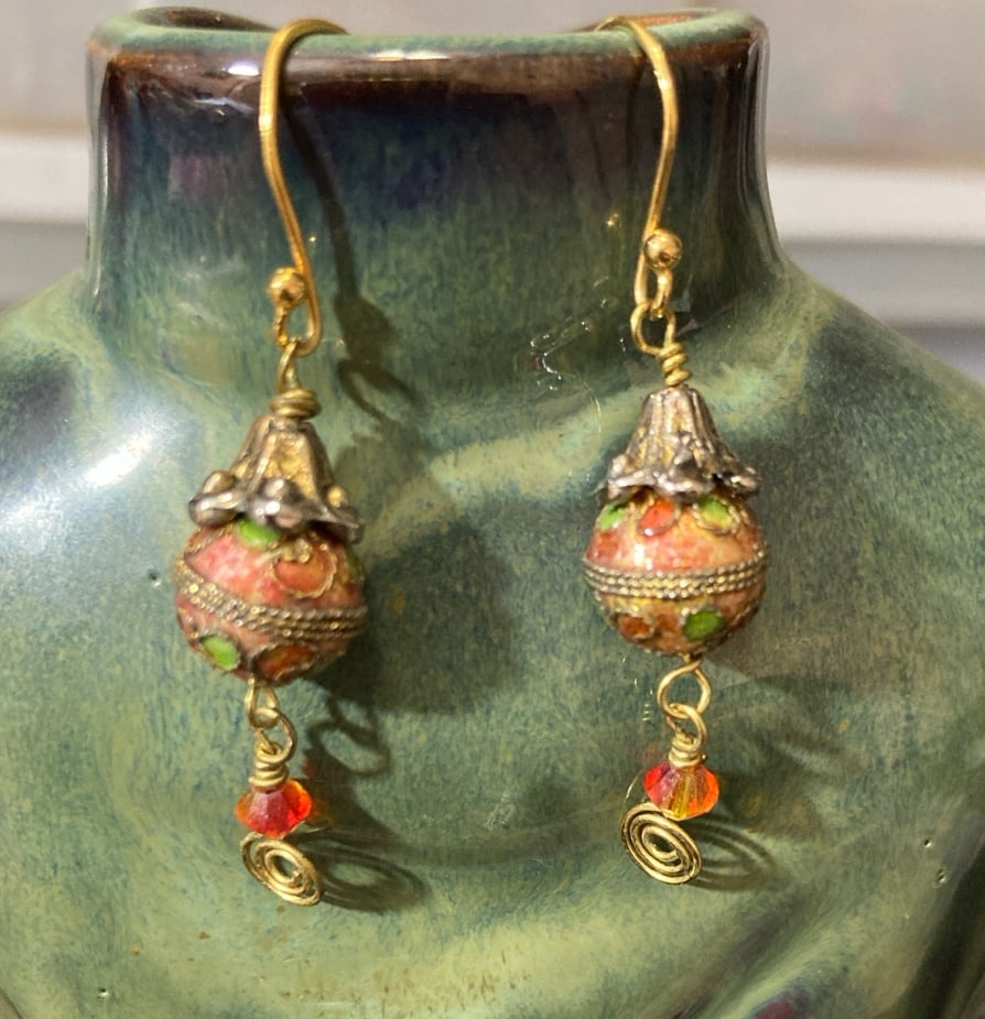Carnival Lights Embellished Cloisonne Earrings