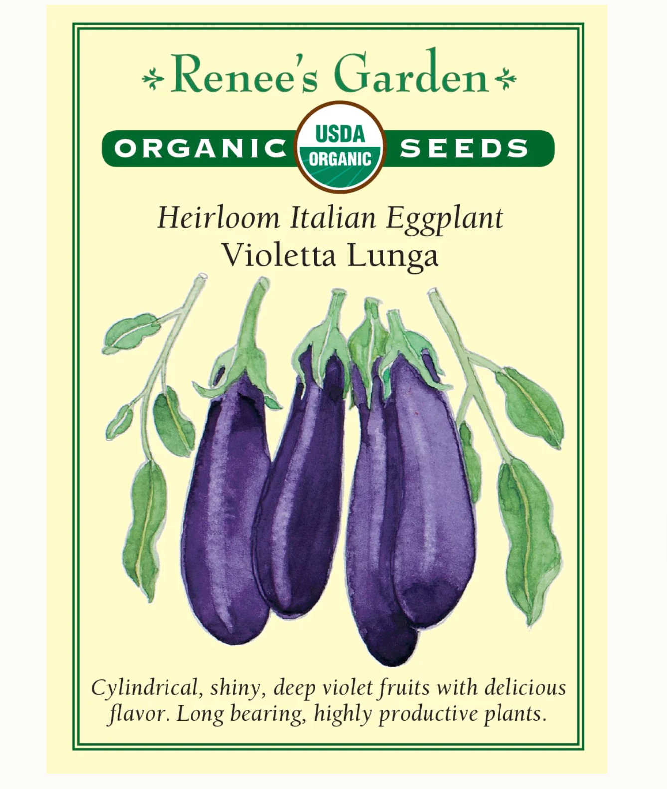 Renee's Garden | Heirloom Italian Eggplant Violetta Lunga Organic