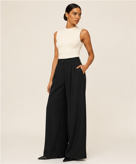 High Waist Pleated Wide Leg Dress Pants